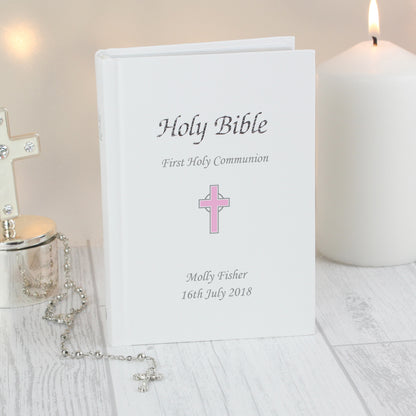 Personalised Pink Cross Bible - Personalise It!