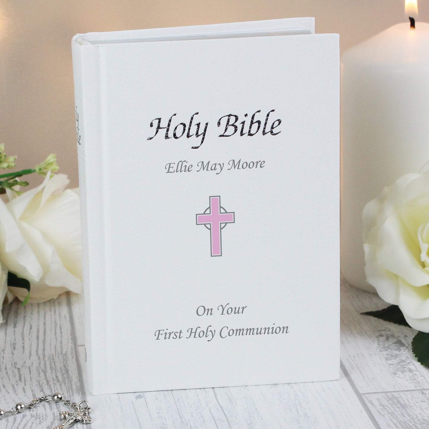 Personalised Pink Cross Bible - Personalise It!