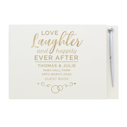 Personalised Happily Ever After Wedding Hardback Guest Book & Pen - Personalise It!