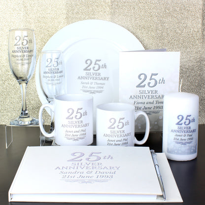 Personalised 25th Silver Anniversary Hardback Guest Book & Pen - Personalise It!