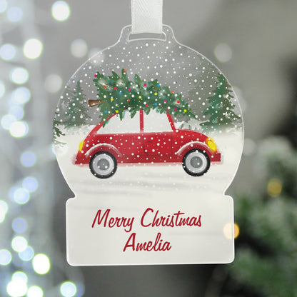 Personalised Driving Home For Christmas Acrylic Snowglobe Decoration - Personalise It!