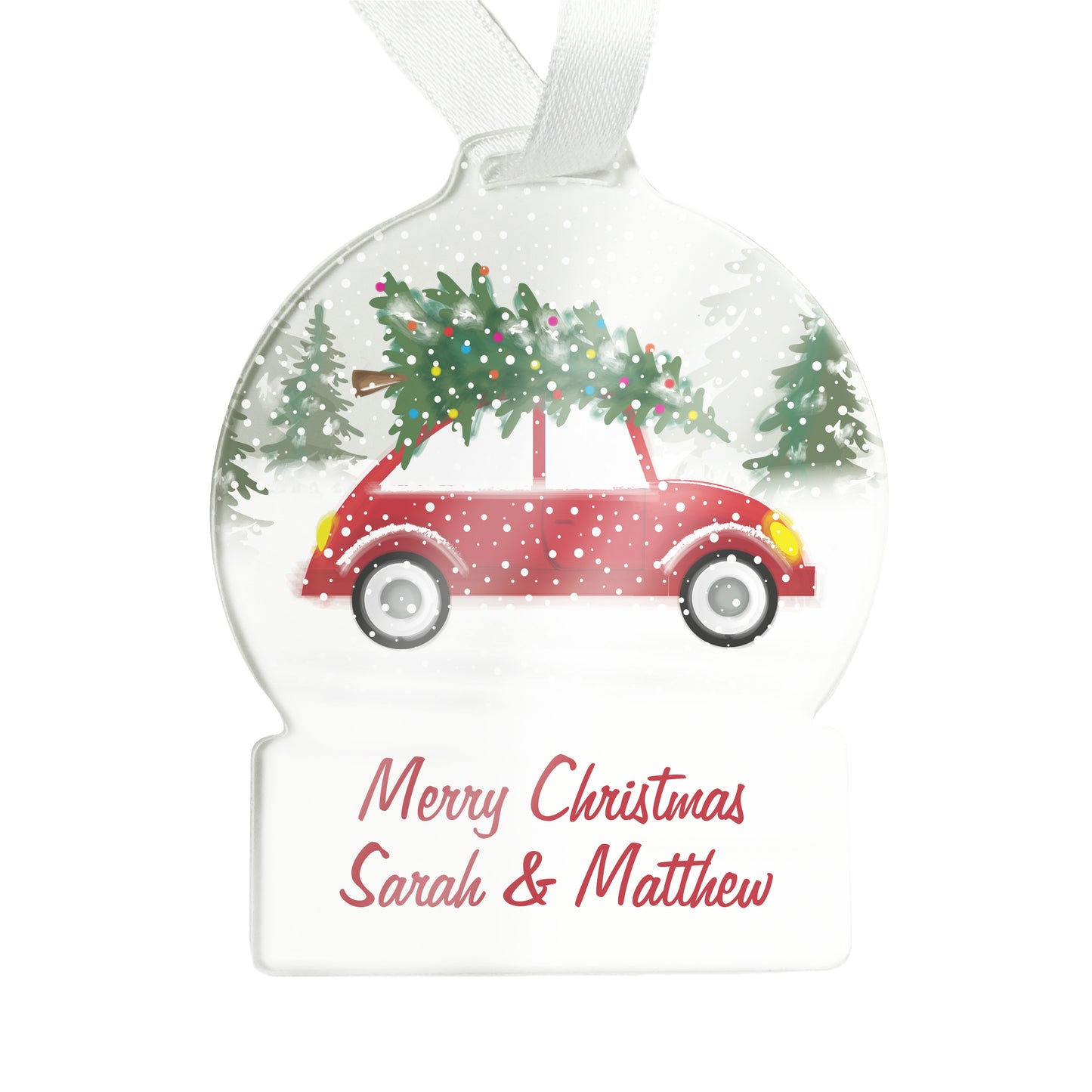 Personalised Driving Home For Christmas Acrylic Snowglobe Decoration - Personalise It!