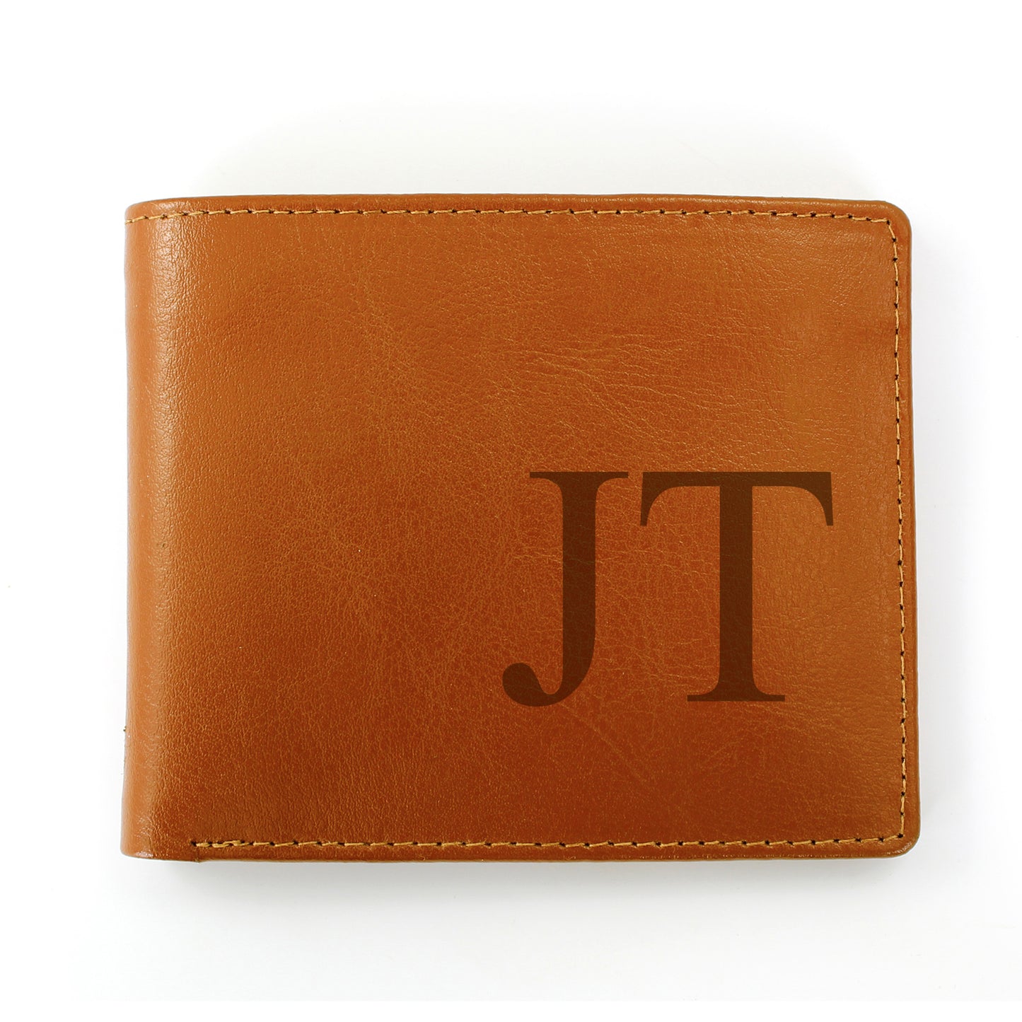 Personalised Big Initials Tan Leather Wallet - Personalise It!