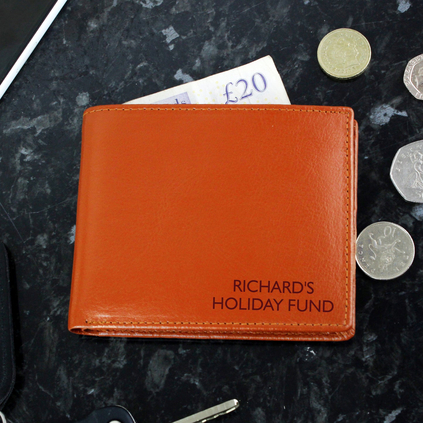 Personalised Message Tan Leather Wallet - Personalise It!
