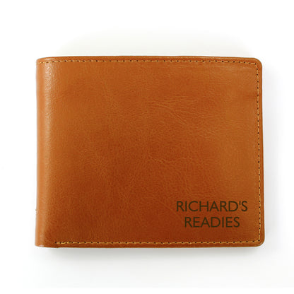 Personalised Message Tan Leather Wallet - Personalise It!