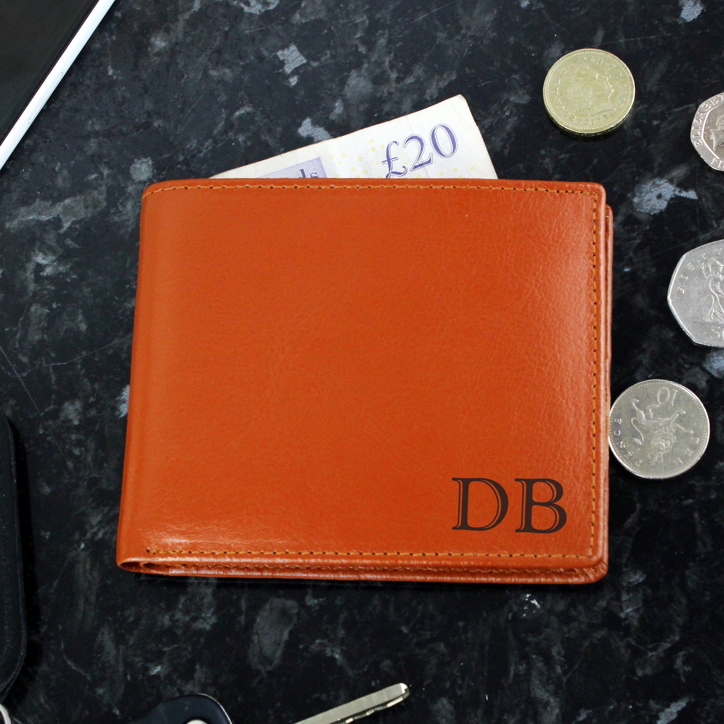 Personalised Initials Tan Leather Wallet - Personalise It!