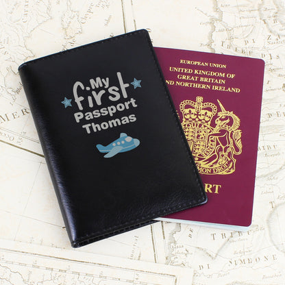 Personalised My First Black Passport Holder - Personalise It!