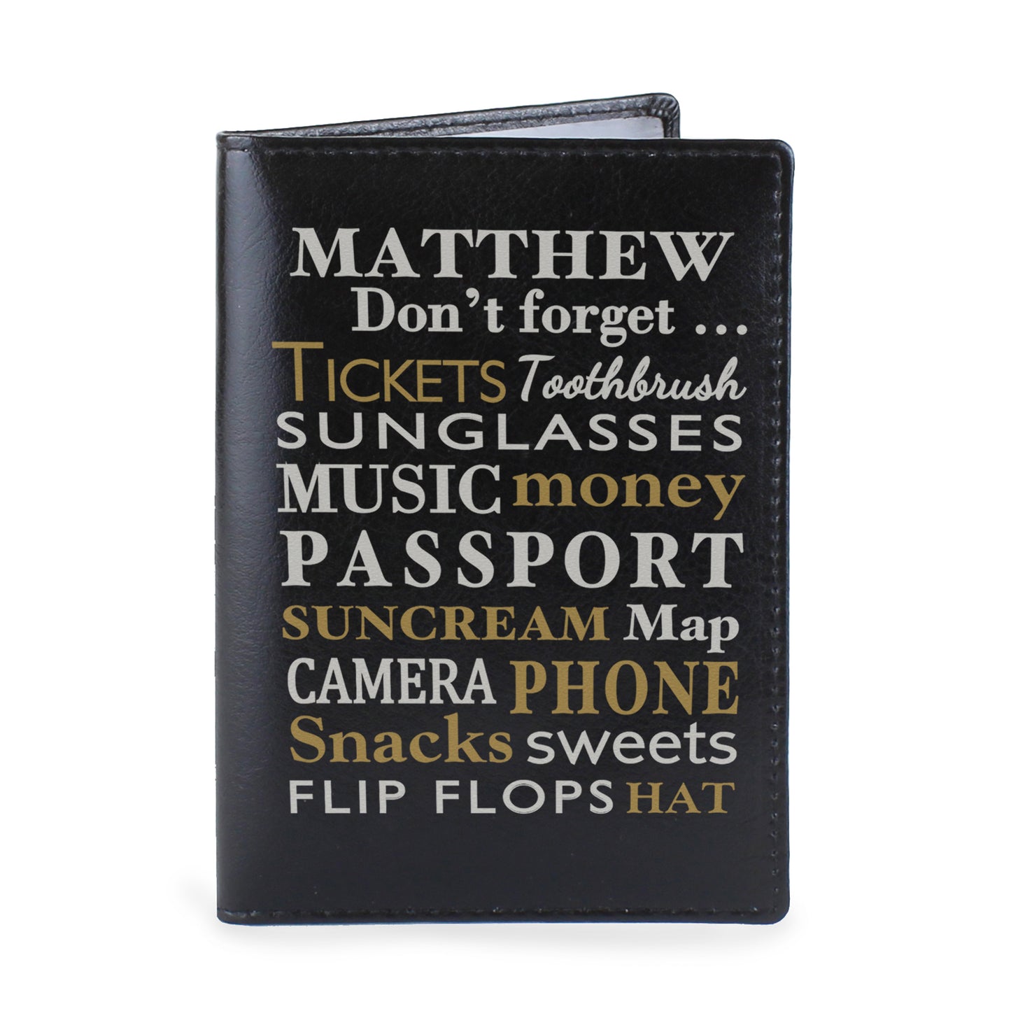 Personalised Dont Forget... Black Passport Holder - Personalise It!