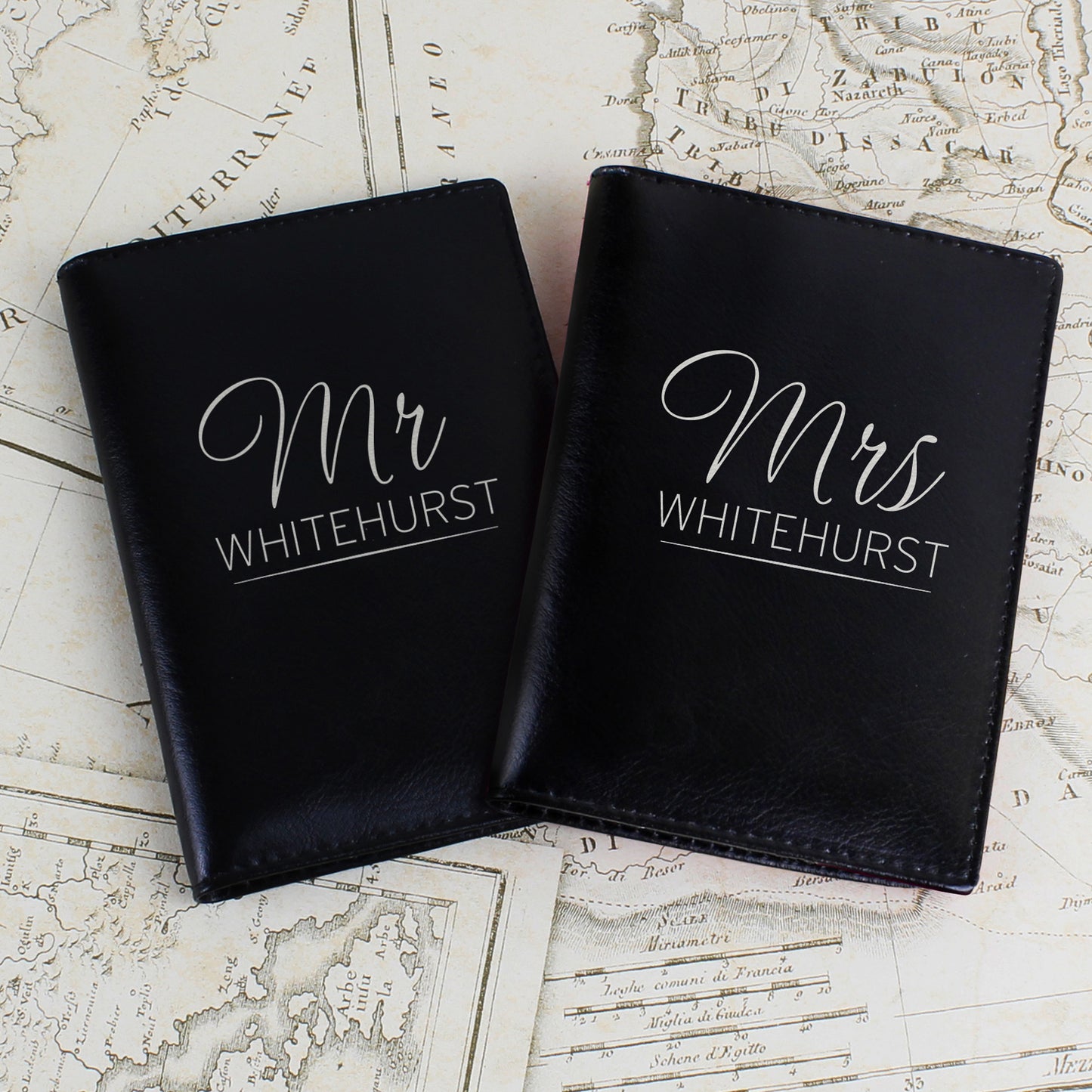 Personalised Mr & Mrs Black Passport Holders - Personalise It!