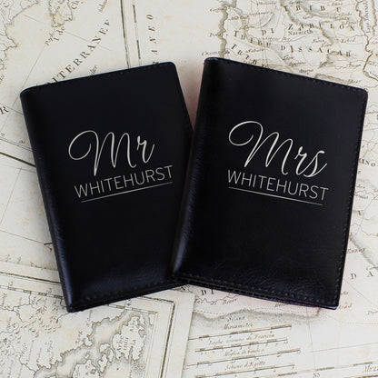 Personalised Mr & Mrs Black Passport Holders - Personalise It!