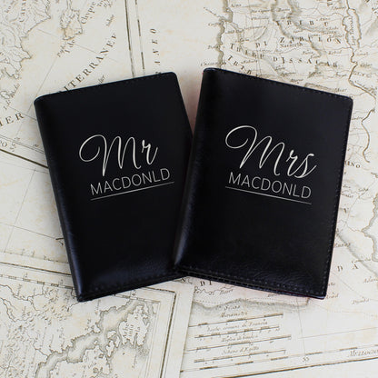 Personalised Mr & Mrs Black Passport Holders - Personalise It!