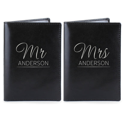 Personalised Mr & Mrs Black Passport Holders - Personalise It!