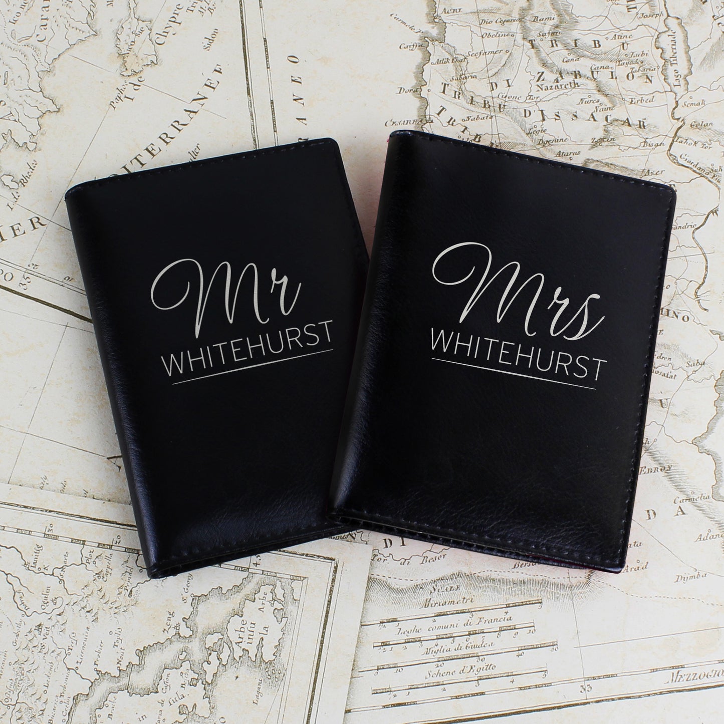 Personalised Mr & Mrs Black Passport Holders - Personalise It!