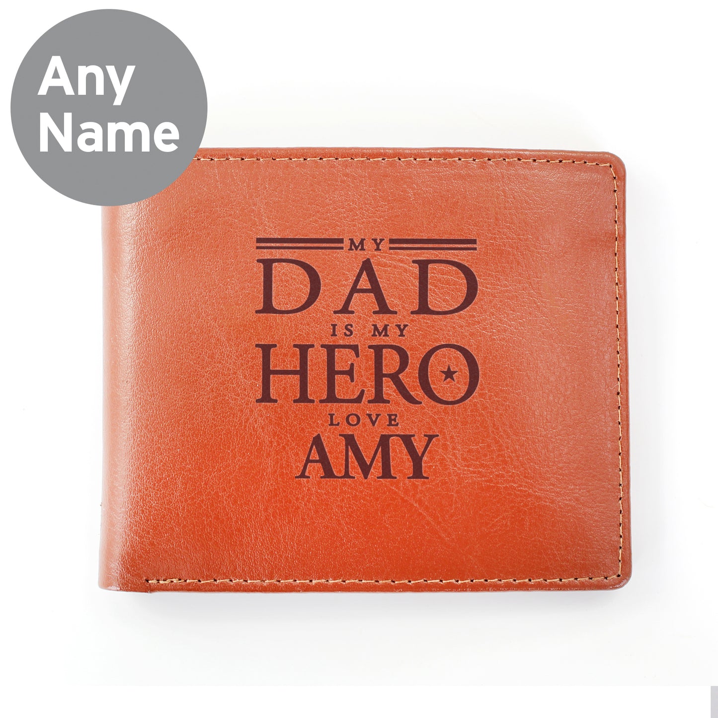 Personalised My Dad is My Hero Tan Leather Wallet - Personalise It!