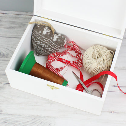 Personalised Sewing Kit White Wooden Keepsake Box - Personalise It!