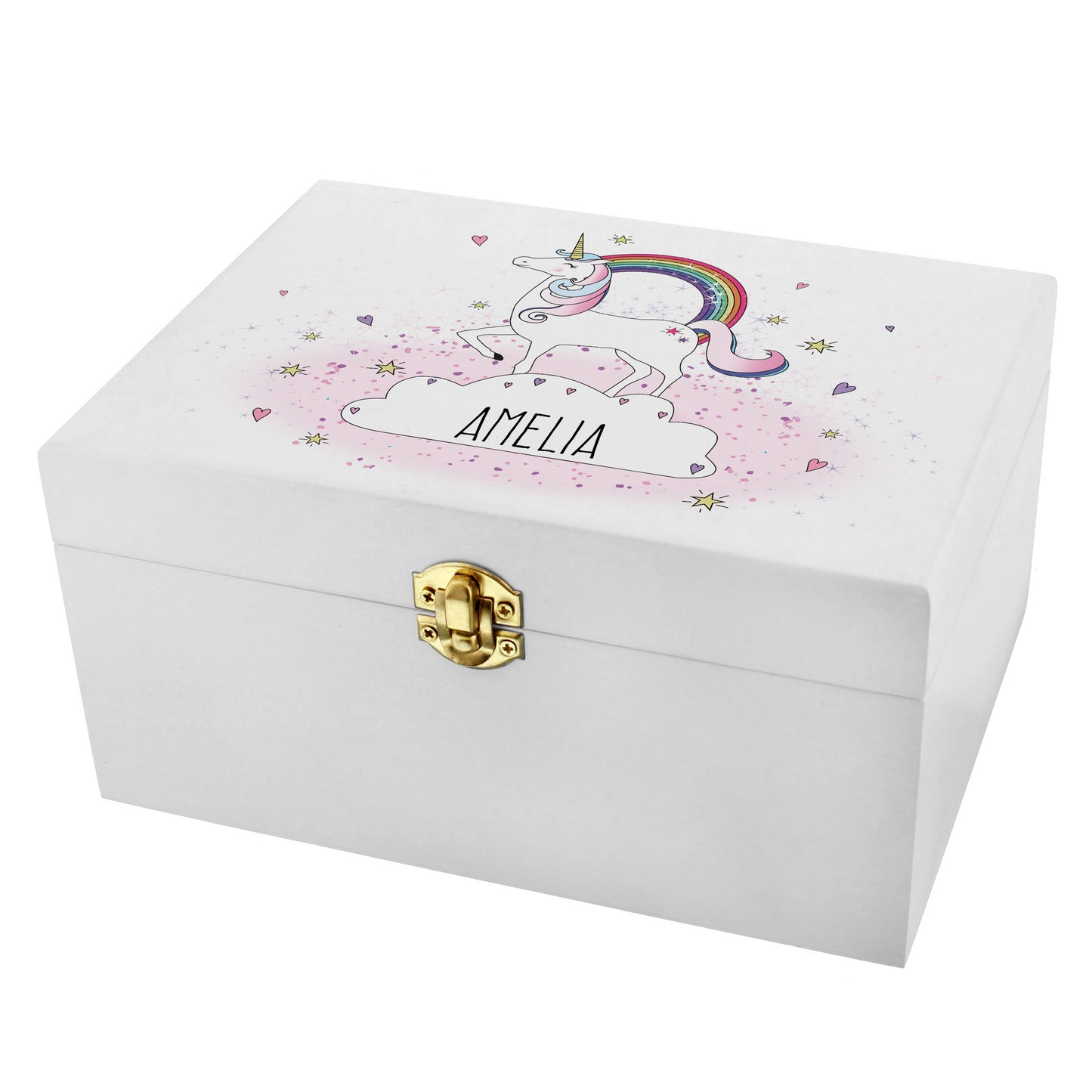 Personalised Unicorn White Wooden Keepsake Box - Personalise It!