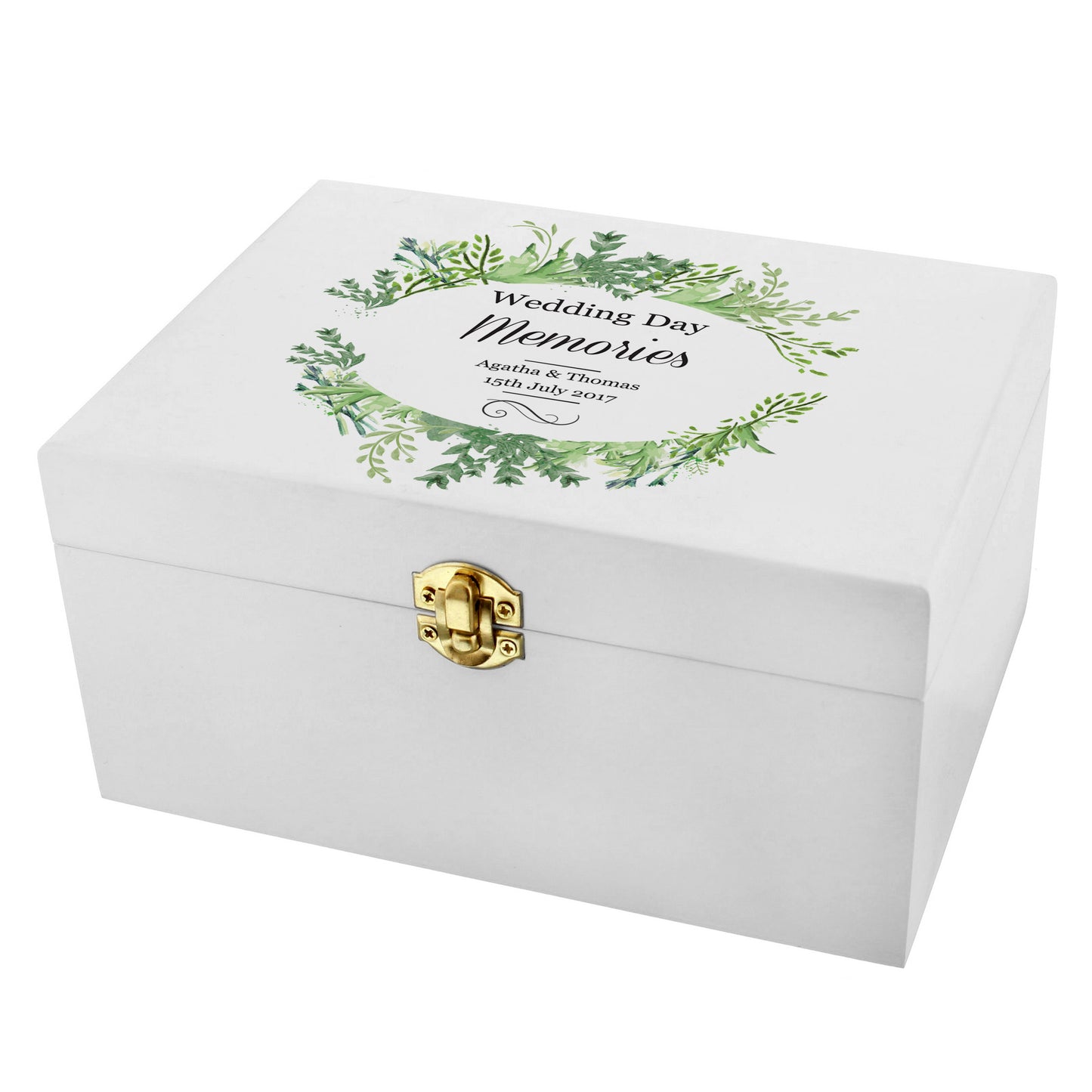 Personalised Fresh Botanical White Wooden Keepsake Box - Personalise It!