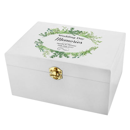 Personalised Fresh Botanical White Wooden Keepsake Box - Personalise It!