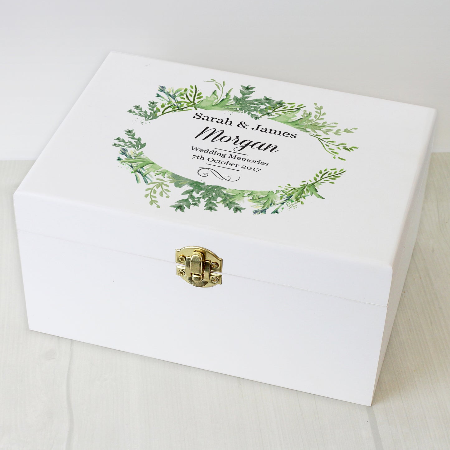 Personalised Fresh Botanical White Wooden Keepsake Box - Personalise It!