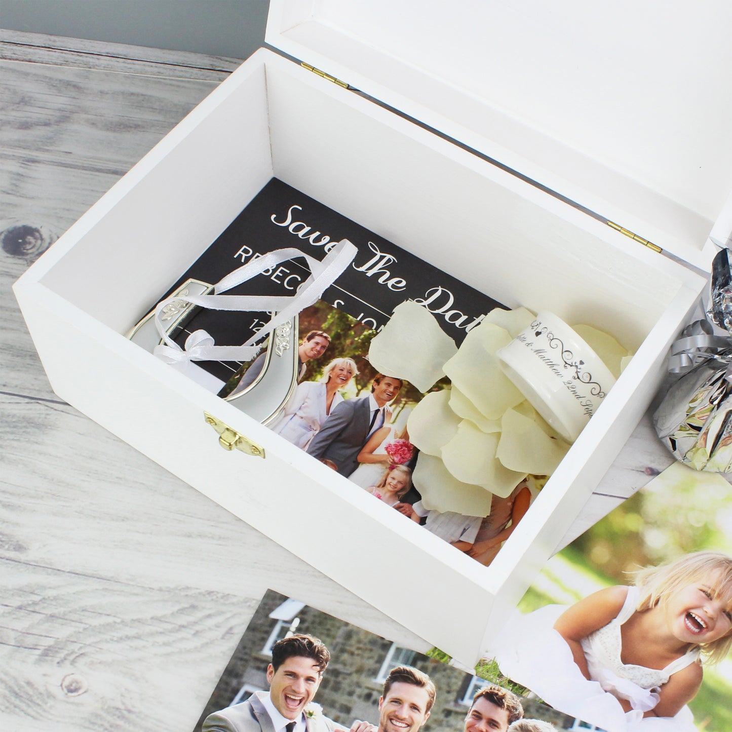 Personalised Fresh Botanical White Wooden Keepsake Box - Personalise It!