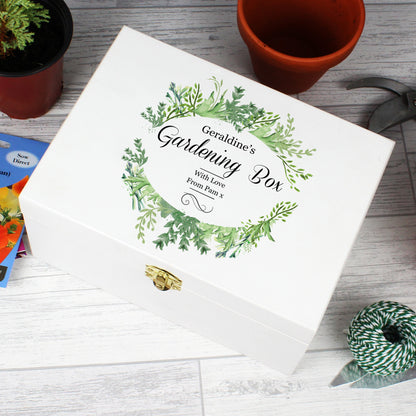 Personalised Fresh Botanical White Wooden Keepsake Box - Personalise It!