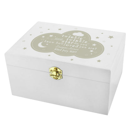 Personalised Twinkle Twinkle White Wooden Keepsake Box - Personalise It!