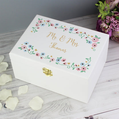 Personalised Fairytale Floral White Wooden Keepsake Box - Personalise It!