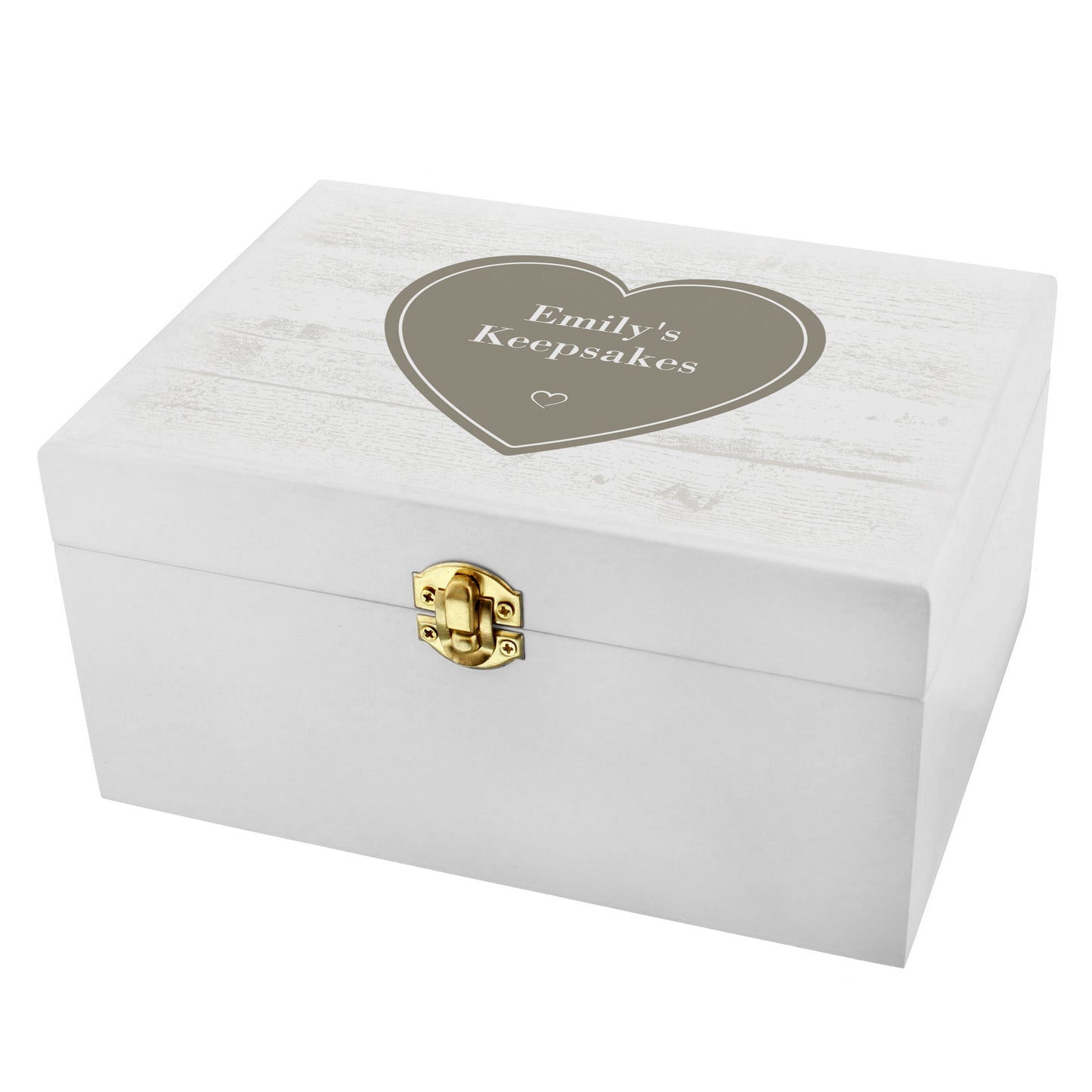 Personalised Rustic Heart White Wooden Keepsake Box - Personalise It!