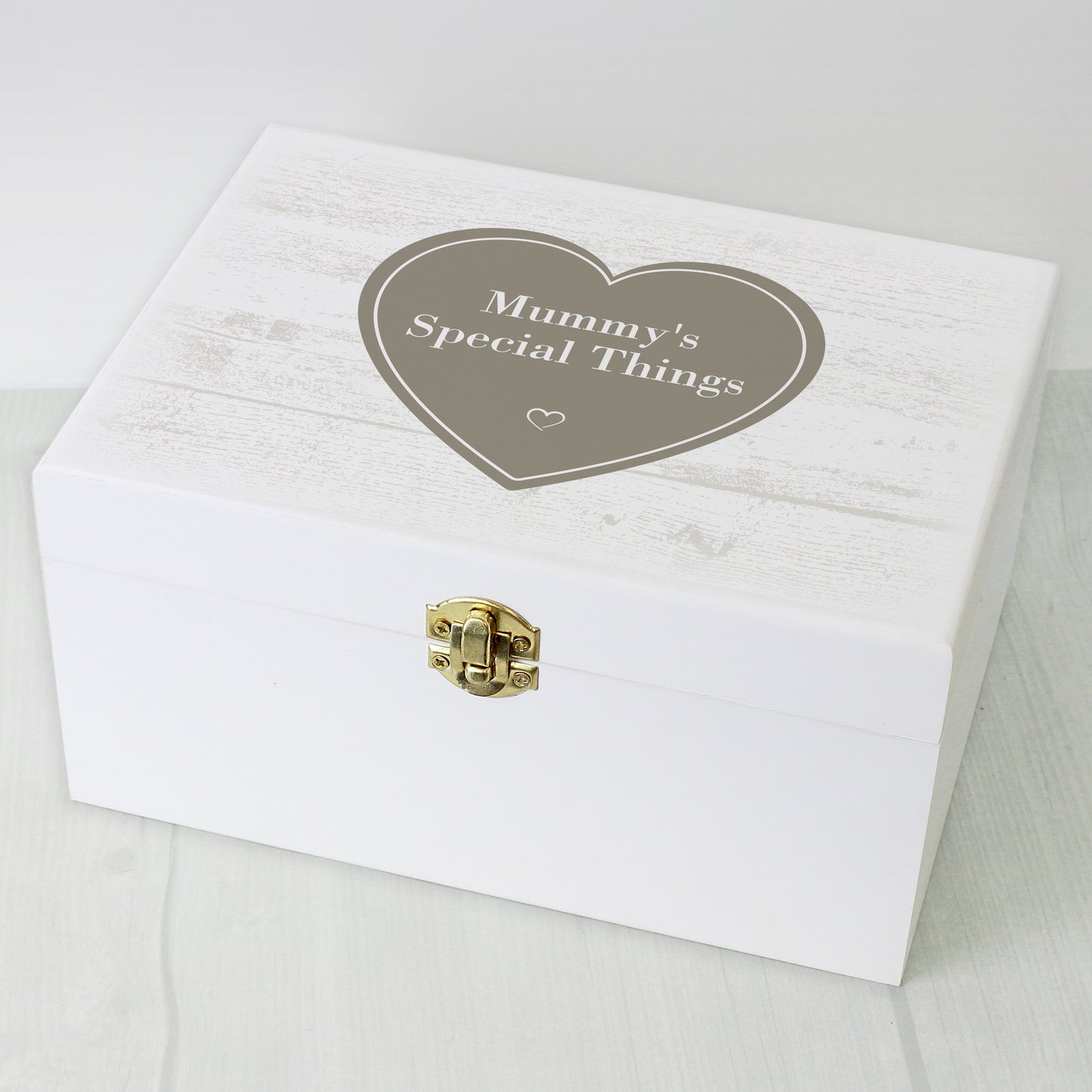 Personalised Rustic Heart White Wooden Keepsake Box - Personalise It!
