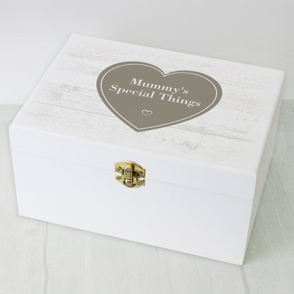 Personalised Rustic Heart White Wooden Keepsake Box - Personalise It!