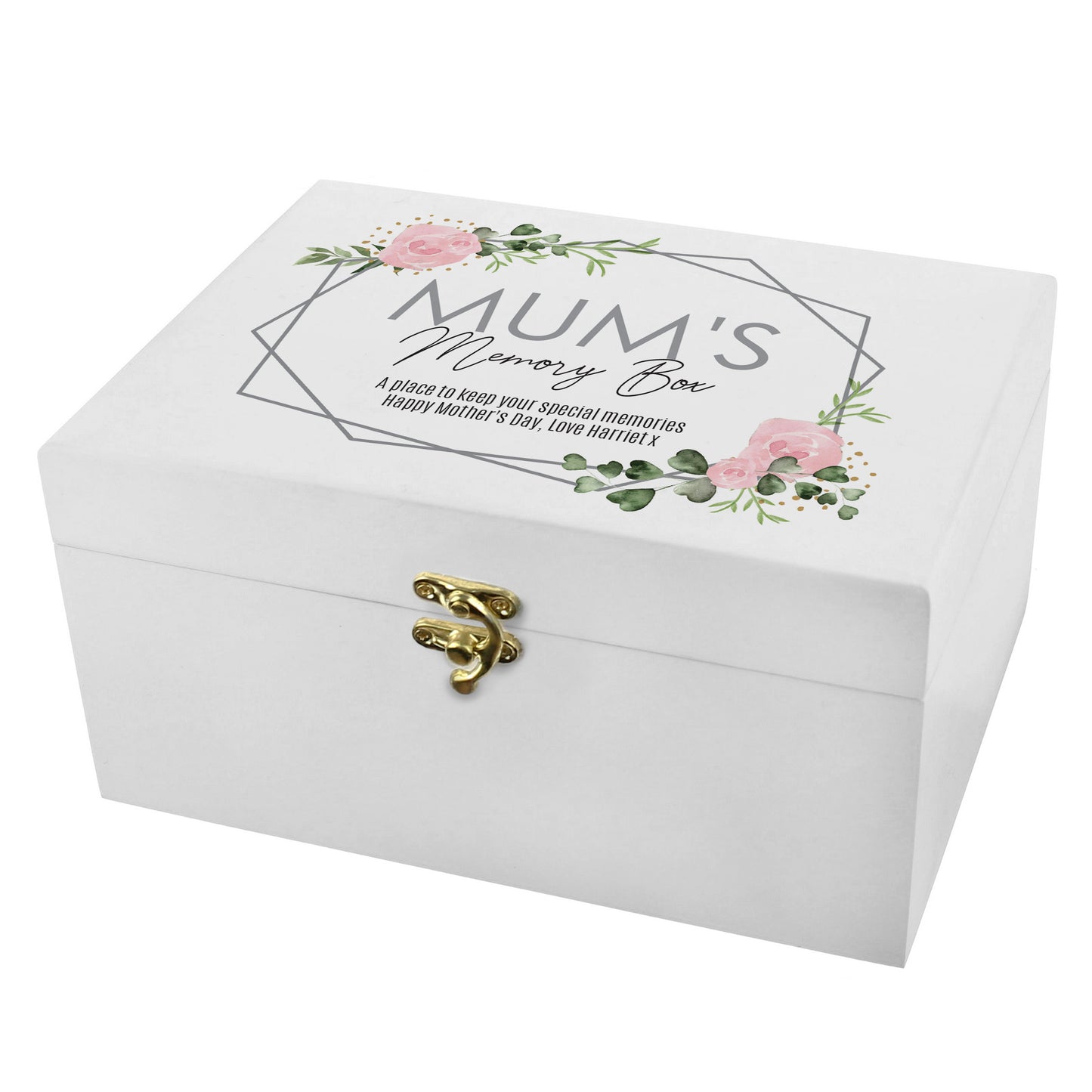 Personalised Abstract Rose White Wooden Keepsake Box - Personalise It!