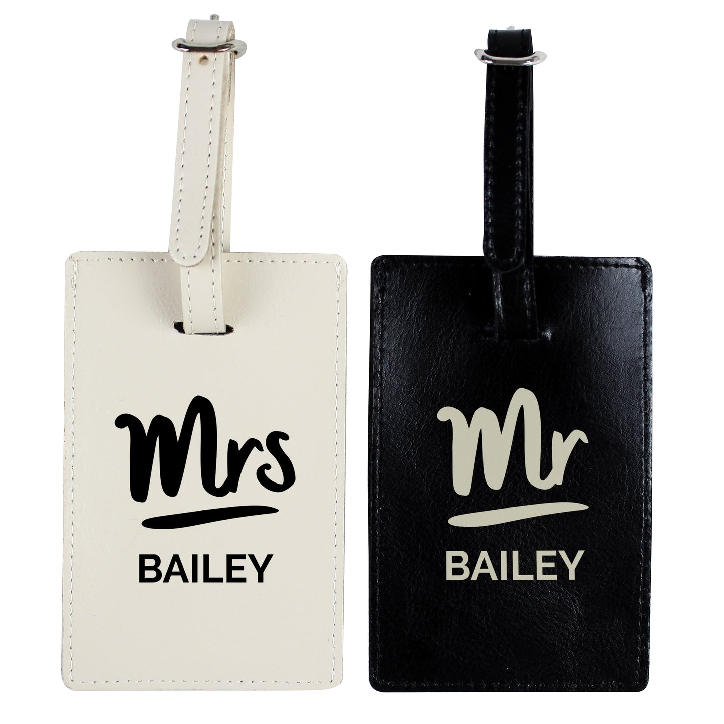 Personalised Mr & Mrs Black & Cream Luggage Tag Set - Personalise It!