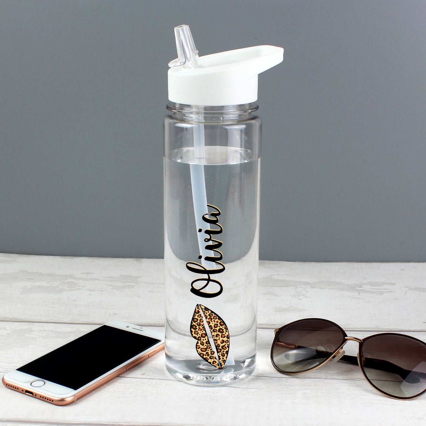 Personalised Lepoard Lips Island Water Bottle - Personalise It!