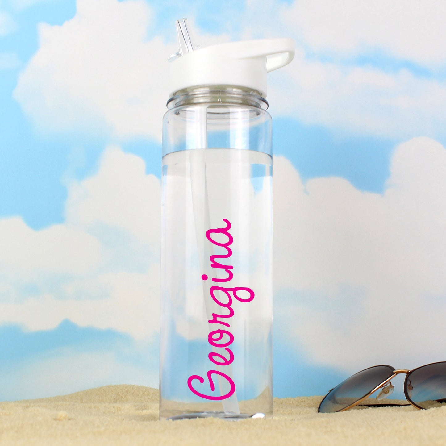 Personalised Pink Name Island Water Bottle - Personalise It!