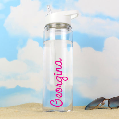 Personalised Pink Name Island Water Bottle - Personalise It!