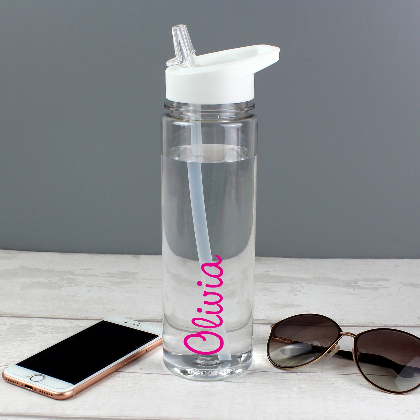 Personalised Pink Name Island Water Bottle - Personalise It!