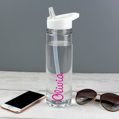 Personalised Pink Name Island Water Bottle - Personalise It!
