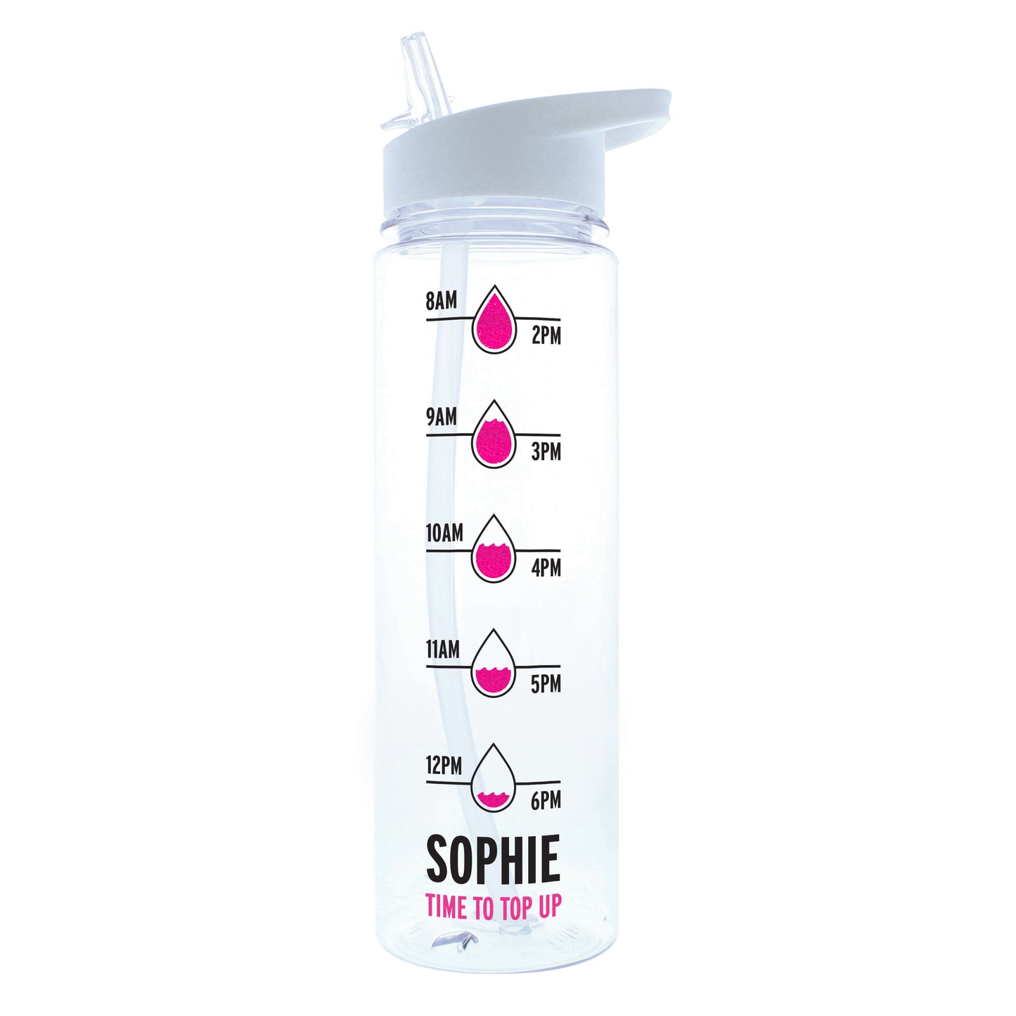 Personalised Pink 'Hydration Tracker' Island Water Bottle - Personalise It!