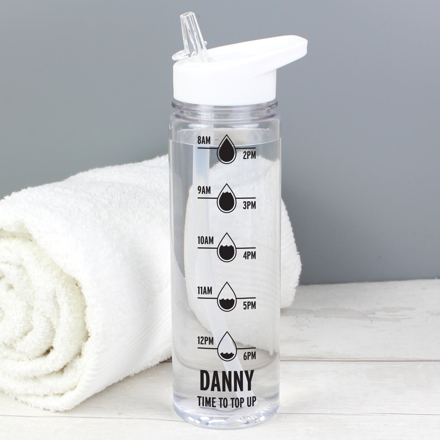 Personalised Black 'Hydration Tracker' Island Water Bottle - Personalise It!