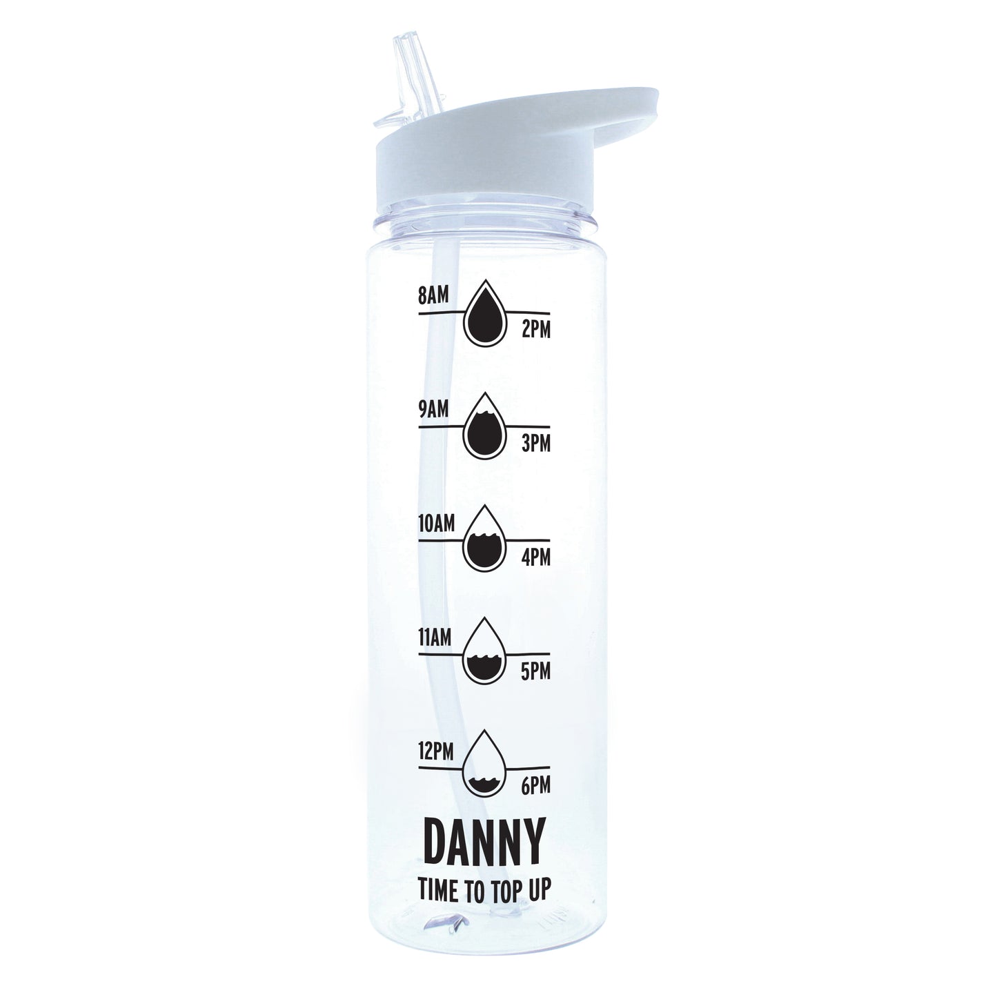 Personalised Black 'Hydration Tracker' Island Water Bottle - Personalise It!