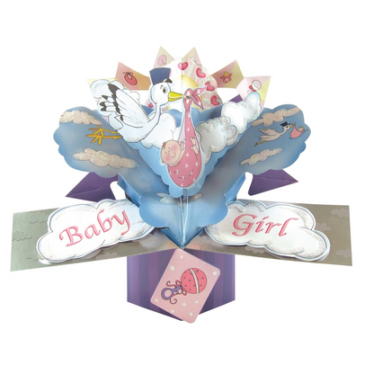 New Baby Girl Pop-Up Greeting Card Original Second Nature 3D Pop Up Cards