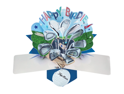 Happy Birdie Golf Pop-Up Greeting Card