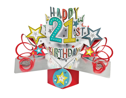 Happy 21st Birthday Pop-Up Greeting Card