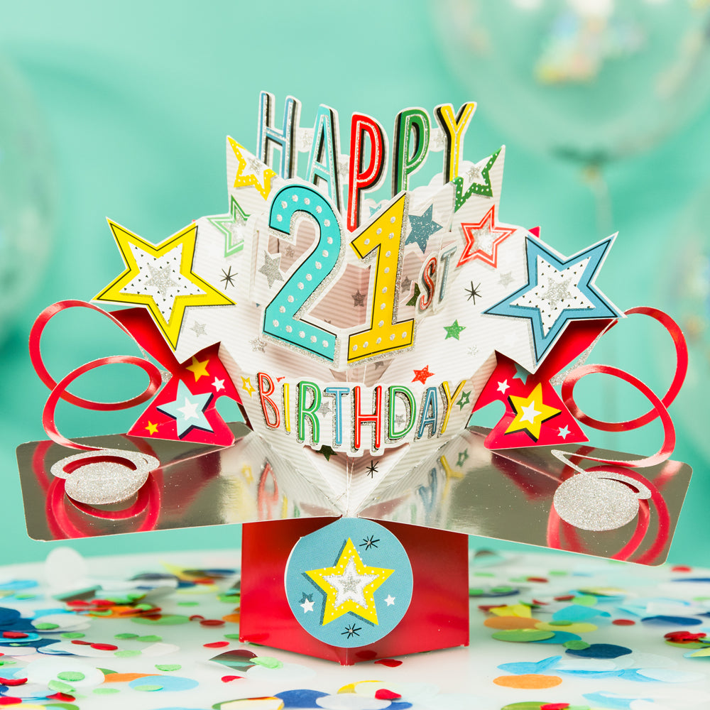 Happy 21st Birthday Pop-Up Greeting Card