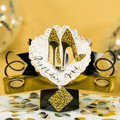 Birthday Girl Shoes Pop-Up Greeting Card