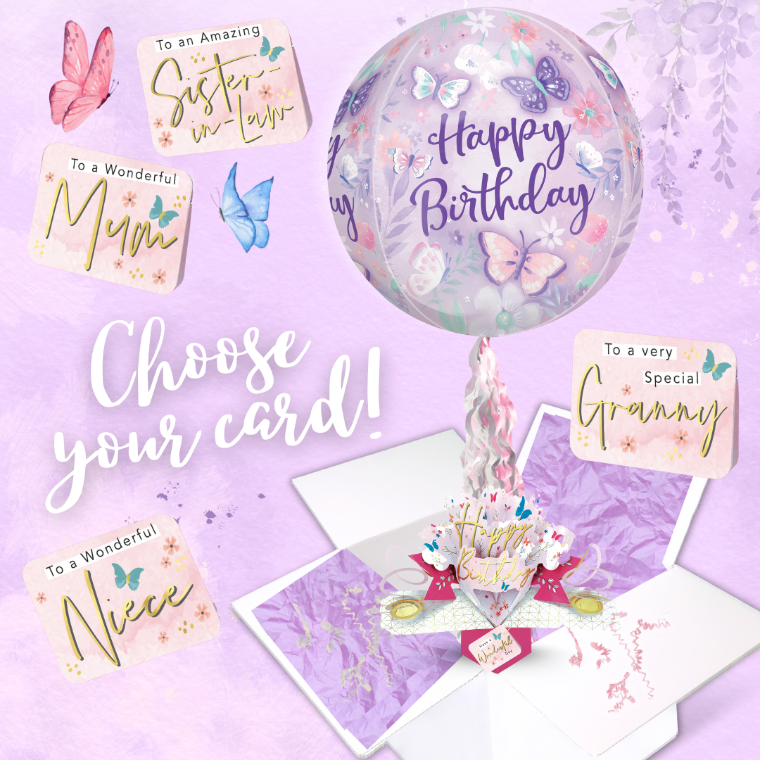 For Her Birthday Pop Up Card & Floating Balloon In A Box Surprise
