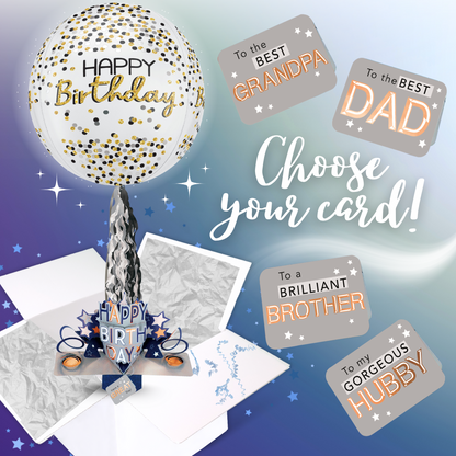 For Him Birthday Pop Up Card & Floating Balloon In A Box Surprise