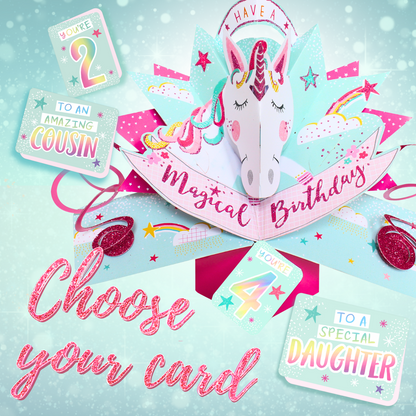 Choose a Happy Birthday Unicorn Pop Up Greeting Card For Kids