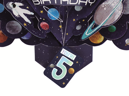 You're 5 Space Rocket 5th Birthday Pop-Up Greeting Card