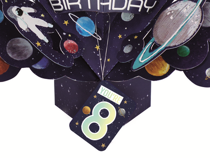 You're 8 Space Rocket 8th Birthday Pop-Up Greeting Card